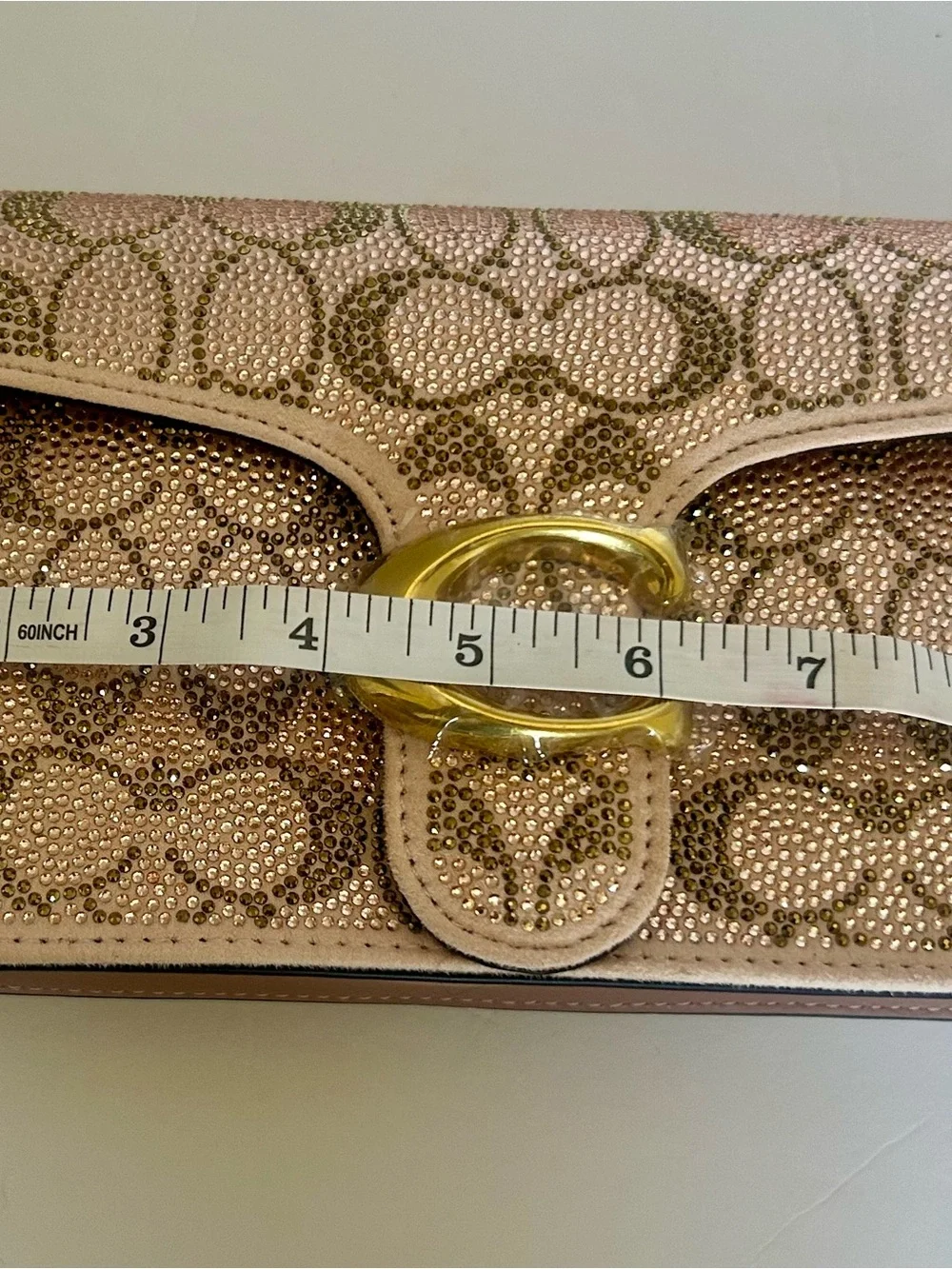 Coach Pink Crystal Signature C Clutch with Gold Hardware
